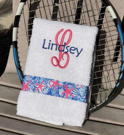 Tennis Gift Hand Towel Personalized Initial and Name Lilly Etsy