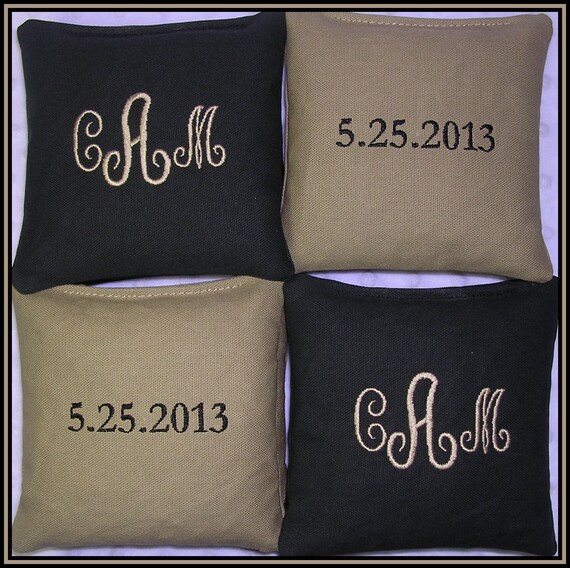 Items similar to Cornhole Bags Wedding Bean Bag Toss Personalized Black
