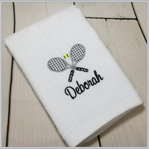 Tennis Towel - Team Tennis - Embroidered Sweat Towel with Double Rackets Personalized - Tennis Gift - Team Tennis Gift