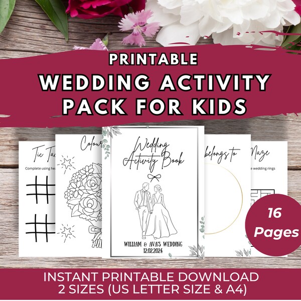 Wedding coloring pages childrens wedding activity pack wedding table wedding favours Wedding activity sheets DIY Coloring instant download