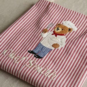 Chef Bear Apron, Personalized Bear Cooking Apron, Custom Embroidered Kitchen Apron, Cute Chef Bear Gift for Bakers & Home Cooks