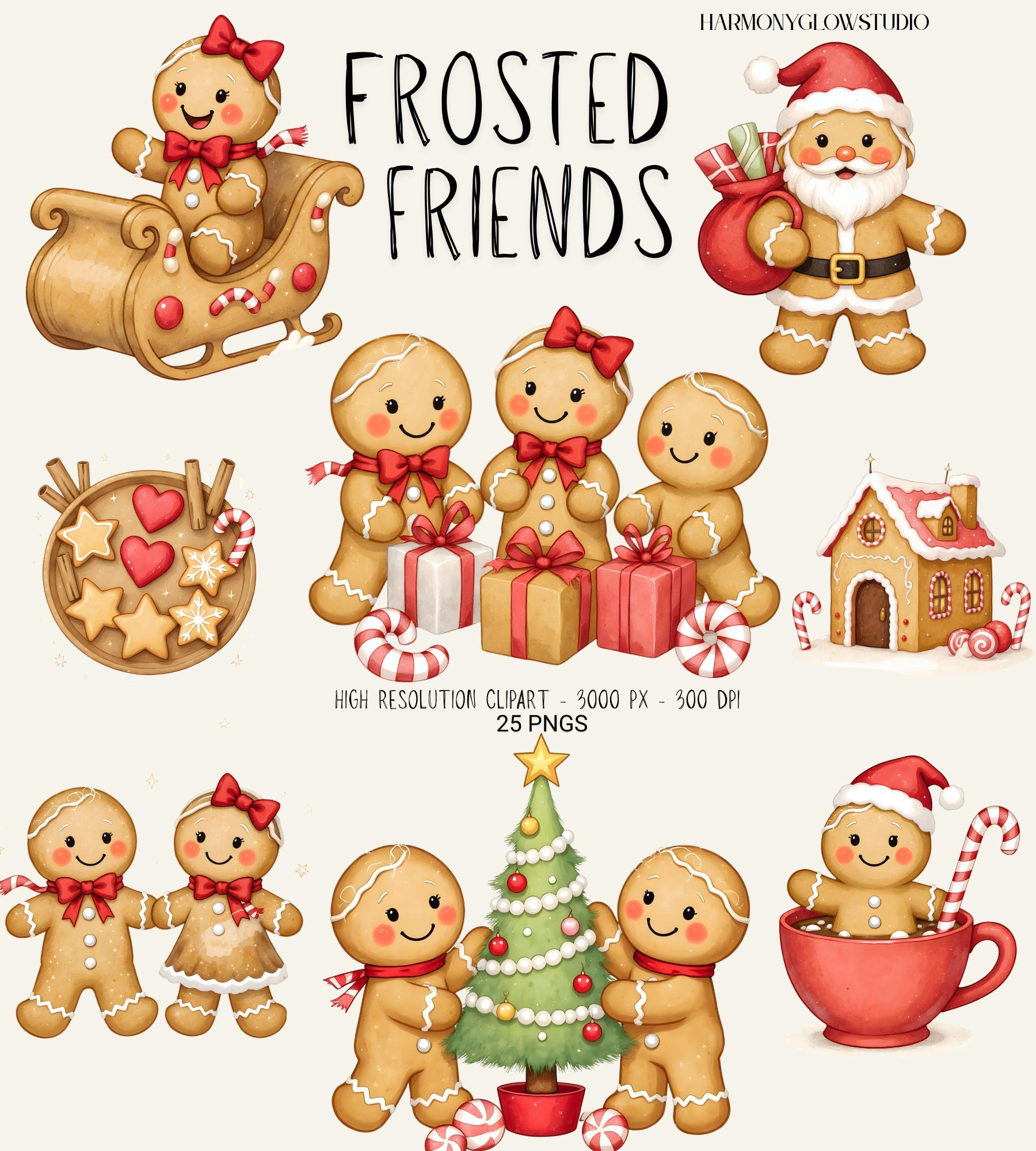Whimsical Gingerbread Christmas Clipart, Festive Graphics, Watercolor ...