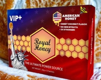 ROYAL HONEY Malaysia Organic - COCONUT - 12 Pack DIsplay - All Natural Raw Honey Sidr for Natural Energy Male Booster Feel Great Stamina