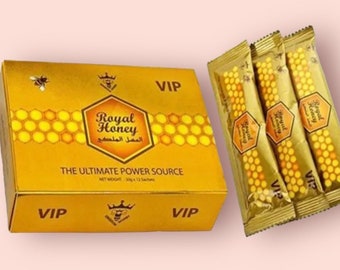 VIP ROYAL HONEY Malaysia Organic - 12 Pack DIsplay - All Natural Raw Honey Sidr for Natural Energy Male Booster Feel Great Stamina v.i.p.