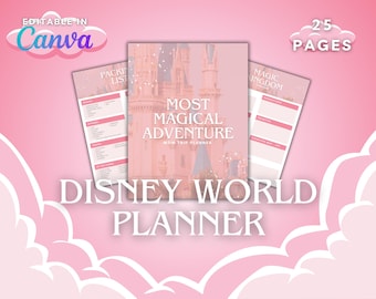 Planificador de viajes editable a WDW: plantilla de itinerario de vacaciones de Disney para Canva