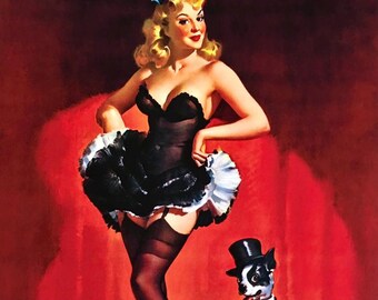 Lucky Dog SaLe! ELVGREN pinup showgirls BURLESQUE 8x11 Pin-Up Boston Terrier  lingerie stockings, Crinoline, nylons Giclee  PINUPS