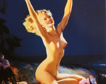 Sale! Gil ELVGREN ISLAND MEMORIES Gay Nymph Pinup Hawaii - TIki - Hula - Signed Canvas pin-up Giclee