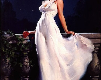 Gil ELVGREN - DREAM GIRL- Pin-Up Arts of 1940s Marilyn Monroe Glamour Gown, Romantic Blonde Pinup