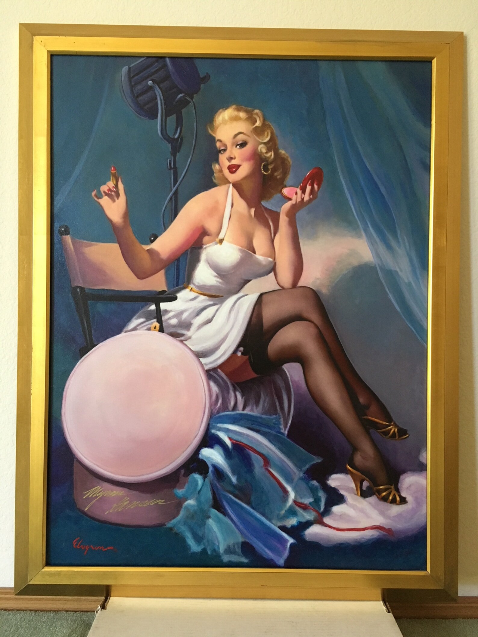 Gil Elvgren Pinup Teacher Original Painting Upskirt Pin