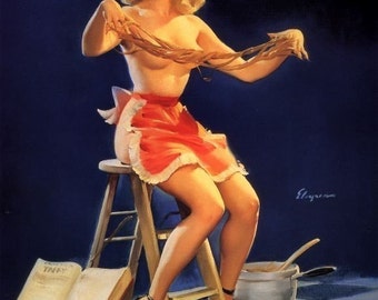 ELVGREN - THIS STICKS  - Pinup - 40s - Pin-Up Candy Maker - Perfect for your Kitchen! Legs candy and apron Nude