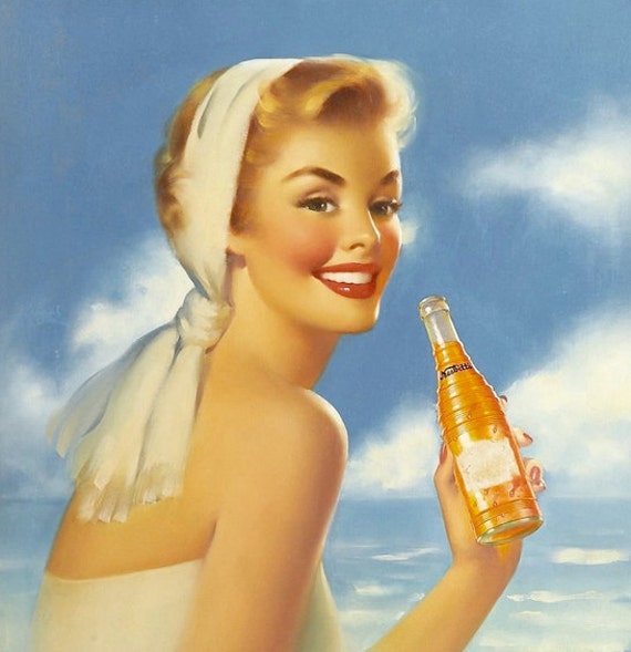 SUMMER TIME Runci 1950's Soda Pop Pin up NESBITT'S Orange Ad