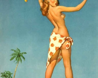 CART SALe! Gil Elvgren TOPs em ALL Tiki Pinup - Coconuts - Hula - Island Girl pin-up - Hawaiian - Bahamas - Sarong  Redhead Vanguard Gallery