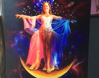 12x18 STARDUST MEMORIES 18x12 Giclee Pin-Up by Daniel VANCAS  Pinup Original Moonlight, Stars, Vintage Burlesque, Art Deco Jewelry