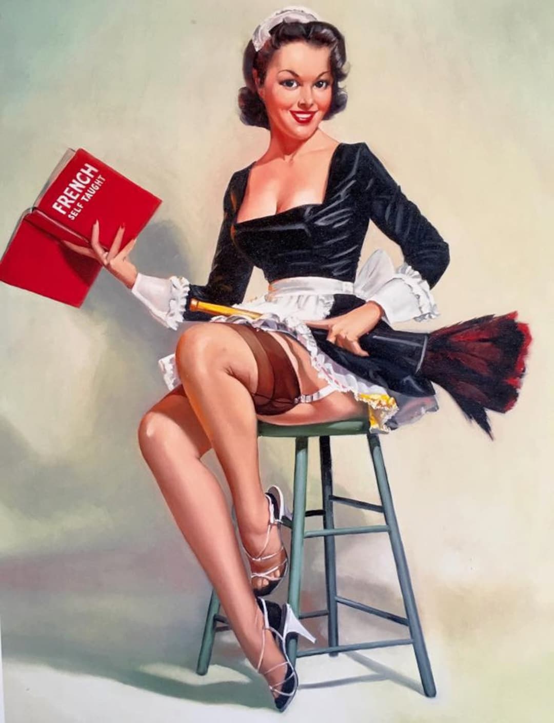 FRENCH LESSONS 8x11 French MAID Pinup Girl 1940's Early 50's Pin-up up