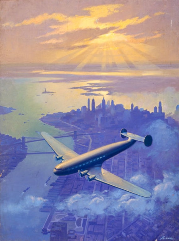 24 Hour Sale! CHINA CLIPPER Honolulu Hawaii Art Deco Airplane