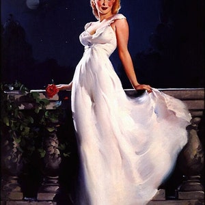 ELVGREN DREAM GIRL Moonlight Pinup Art Deco Glamour Girl Pin-Up Marilyn Monroe type image 1