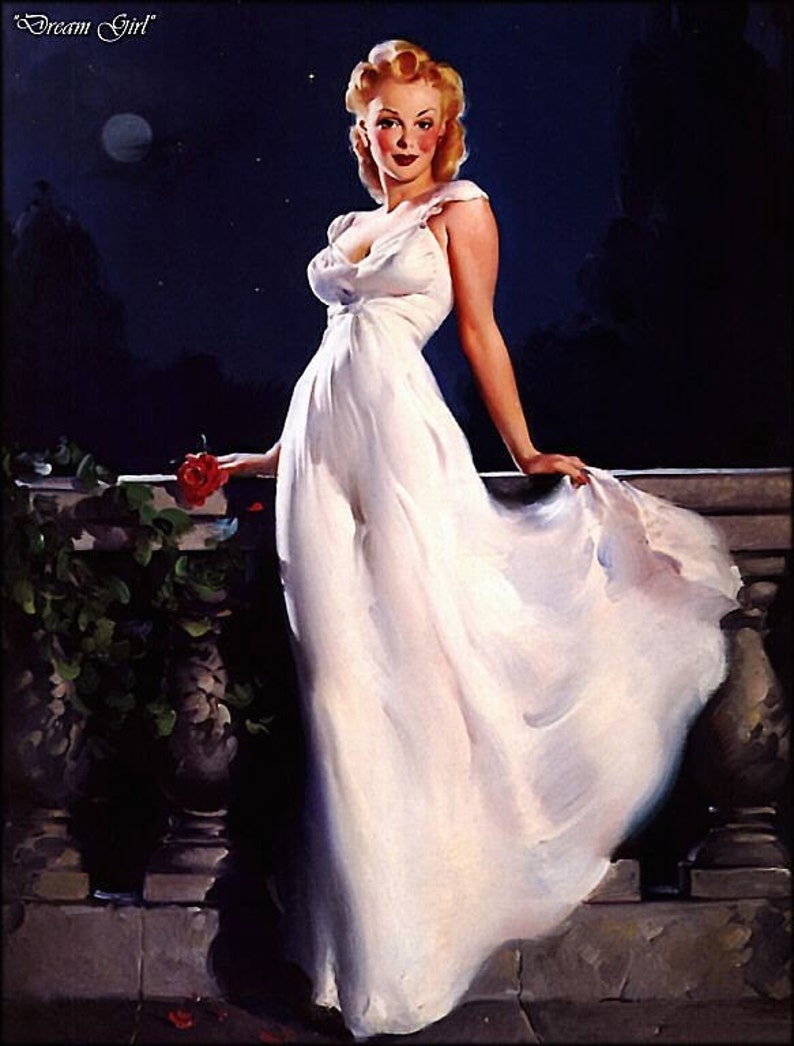 ELVGREN DREAM GIRL Moonlight Pinup Art Deco Glamour Girl Pin-Up Marilyn Monroe type image 1