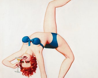 20x24 Canvas Pinup MARTINI TIME Enoch Bolles Art Deco Flapper Pin-Up Originals Available Great for Restaurant  bar club Martini Girl Series!