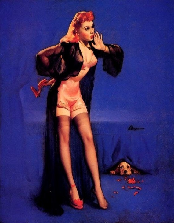 Nude Woman In Sheer Nightgown 8.5x11/" Photo Print Alberto Vargas Nylon Stockings