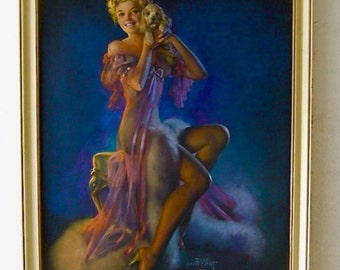 Canvas Giclee From ORIGINAL ZOE MOZERT painting 40's Movie Pin Up Calendar Girl Illustrations Best Work, Pinup Painting Golden Age Of Pinups