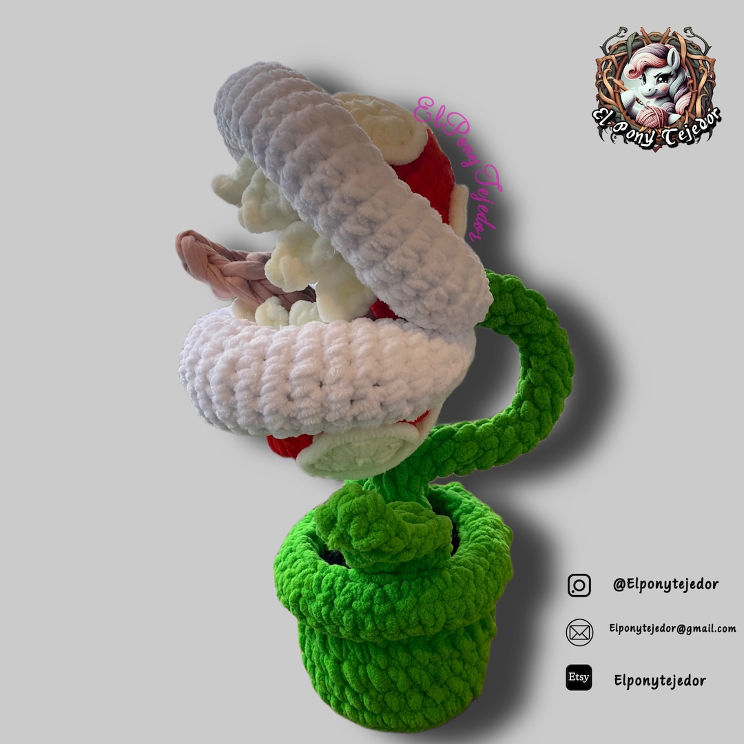 Crochet Doll Amigurumi Piranha Plant Mario Bros / Amigurumi Piranha ...