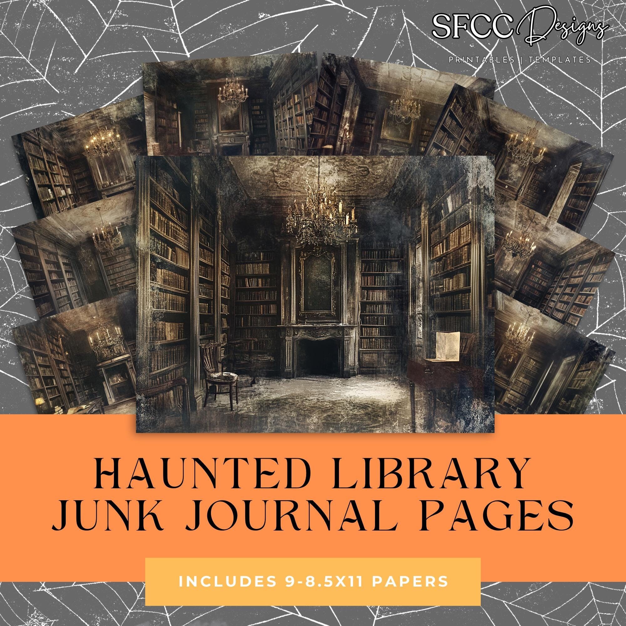PRINTABLE Haunted Library Junk Journal Pages, Grungy, Vintage Photo ...