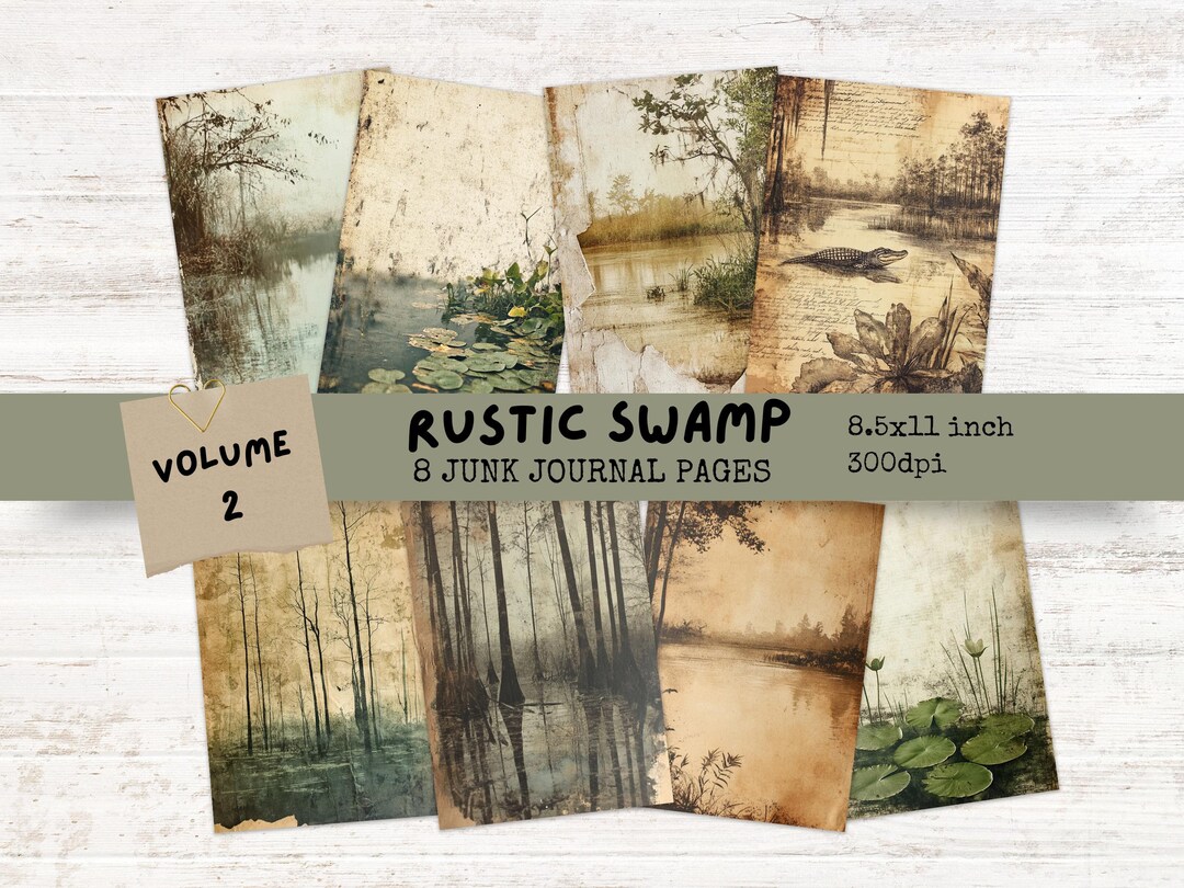 PRINTABLE Rustic Swamp Volume 2, 8.5x11 Digital Papers for Scrapbook ...