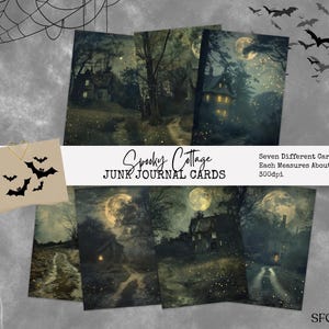 IMPRIMÍVEL Cartões de diário de lixo assustador de Halloween, casa assombrada, foto vintage, cartões postais | Conjunto de 7 | Download instantâneo de PDF