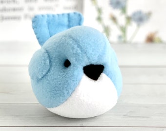 Kawaii Plush Bird Handmade Blue Bird Stuffed Animal Plush Bird Pastel Bluebird Bubbletime Plush Fleece Bird