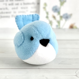 Kawaii Plush Bird Handmade Blue Bird Stuffed Animal Plush Bird Pastel Bluebird Bubbletime Plush Fleece Bird