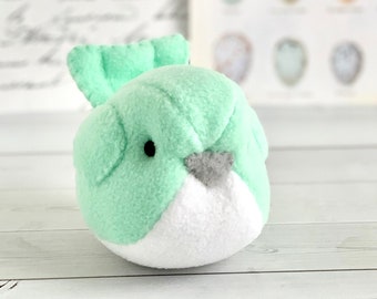 Mint Green Plush Bird Handmade Bird Stuffed Animal Plush Bird Mint Green Bubbletime Plush Fleece Bird