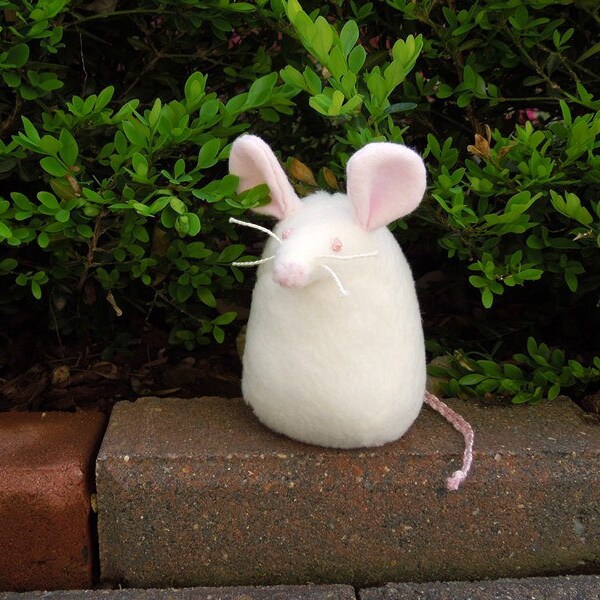 Albino Mouse Handmade Stuffed Animal