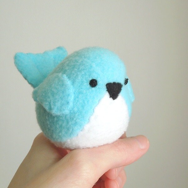 Kids Aqua Bluebird Stuffed Animal Handmade Childrens Plush Toy Stuffie