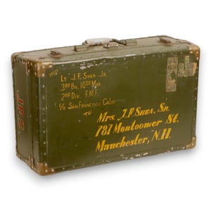 WWII USMC Officer Footlocker Trunk Olive Green Aluminum Suitcase