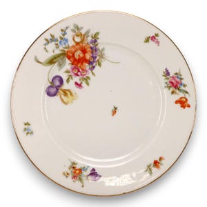 KPM Krister KPM2 Dinner Plate 9 3/4&quot; Various Floral Gold Germany Vintage 1930&#39;s