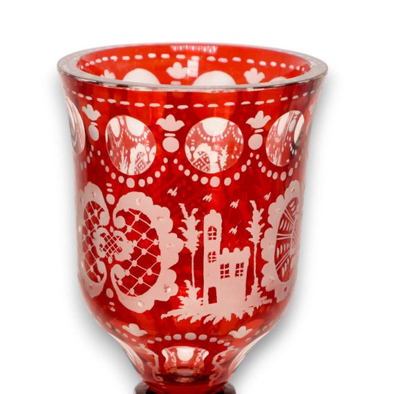 エガーマン ボヘミアン 9インチ ルビーレッド 重厚チェコガラス