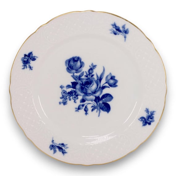 Schumann Bavaria Echt Cobalt Floral Dinner Plate Vintage C.1950s