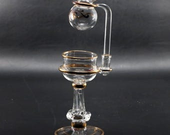 Difusor de perfume de aceite de vidrio soplado a mano egipcio de 8 pulgadas con detalles dorados, estilo vintage.