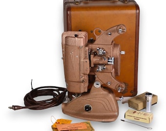 Ampro Vintage A8 8mm Precision Film Projector Case Tested Working Vintage 1940's