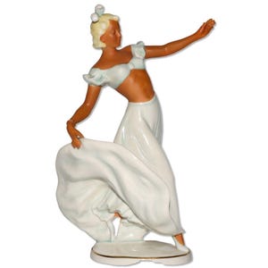 Schaubach-Kunst Wallendorf 1202 Dancing Lady 10” Figurine German Art Deco 1950&#39;s