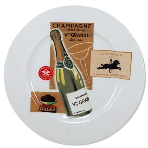 Assiette à dessert au fromage et étiquette de carte postale de champagne Rosanna 20 cm Italie vintage