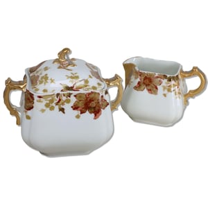 Haviland H & Co Limoges Lidded Sugar Bowl Creamer Set Antique 1880&#39;s