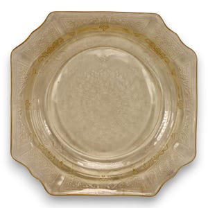 Anchor Hocking Princess Vaseline Uranium Depression Glass Bread Plate 5 1/2" 1930's