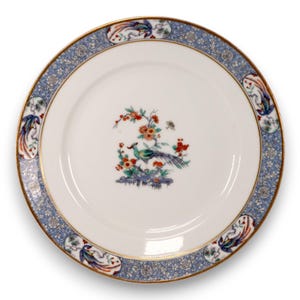 Haviland Rajah Floral Blue with Birds Gold Rim 9 7/8&quot; Dinner Plate France