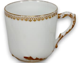 Charles Field Haviland CFM GDM CHF112 Demitasse Cup Gold Fleur De Lis 1880's