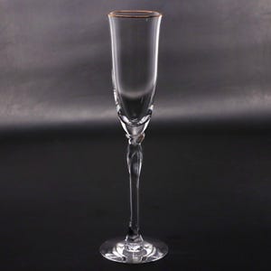 Lenox Rhythm Gold Champagne Flute  9 1/2&quot; Optic Gold Rimmed USA Glass 1990&#39;s