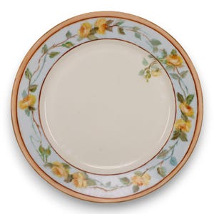 JC Jaeger Bavaria 24 cm Speiseteller Handbemalt Gelbe Rosen Antik C.1900