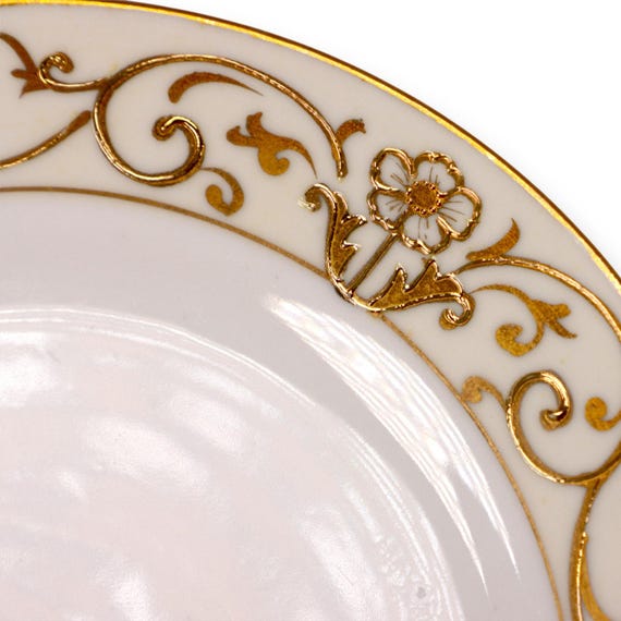 Nippon Hand Painted Moriage Gold Scroll Floral Trim Bread Plate