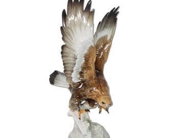 Énorme statue-figurine d'oiseau aigle royal américain de 17 po. Hutschenreuther 8079, années 1960