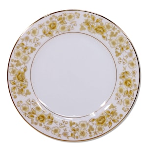Chadds Ford CF Golden Rose Bread Plate 6 1/4&quot; Yellow Floral Gold Vintage 1960&#39;s